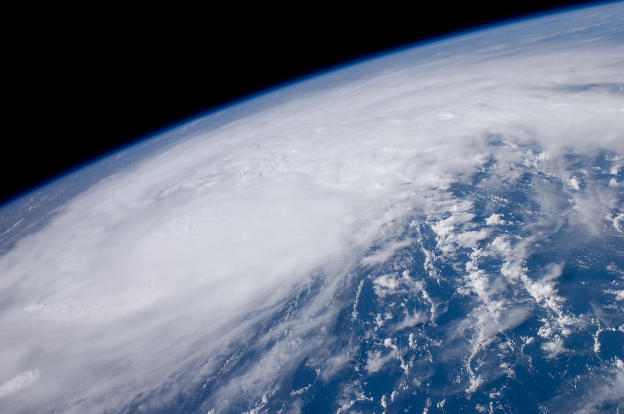 ISS028-E-028782 (22 Aug. 2011) --- This panoramic view of recently-formed Hurricane Irene was acquired by the crew of the International Space Station early Monday afternoon from a point over the coastal waters of Venezuela. At the time Irene was packing winds of 80mph and was just north of the Mona Passage between Hispaniola and Puerto Rico. Although no eye was visible at this time, the storm was strengthening and exhibited the size and structure of a classic ?Cape Verde? hurricane as it tracked west-northwestward towards the southern Bahamas.