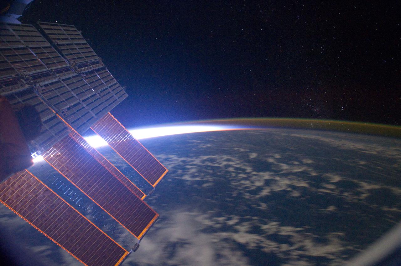 ISS029-E-006855 (18 Sept. 2011) --- This is one of a series of night time images photographed by one of the Expedition 29 crew members from the International Space Station. It features airglow, Earth?s terminator and parts of the Central Pacific Ocean. Nadir coordinates are 10.11 degrees north latitude and 169.92 degrees west longitude.