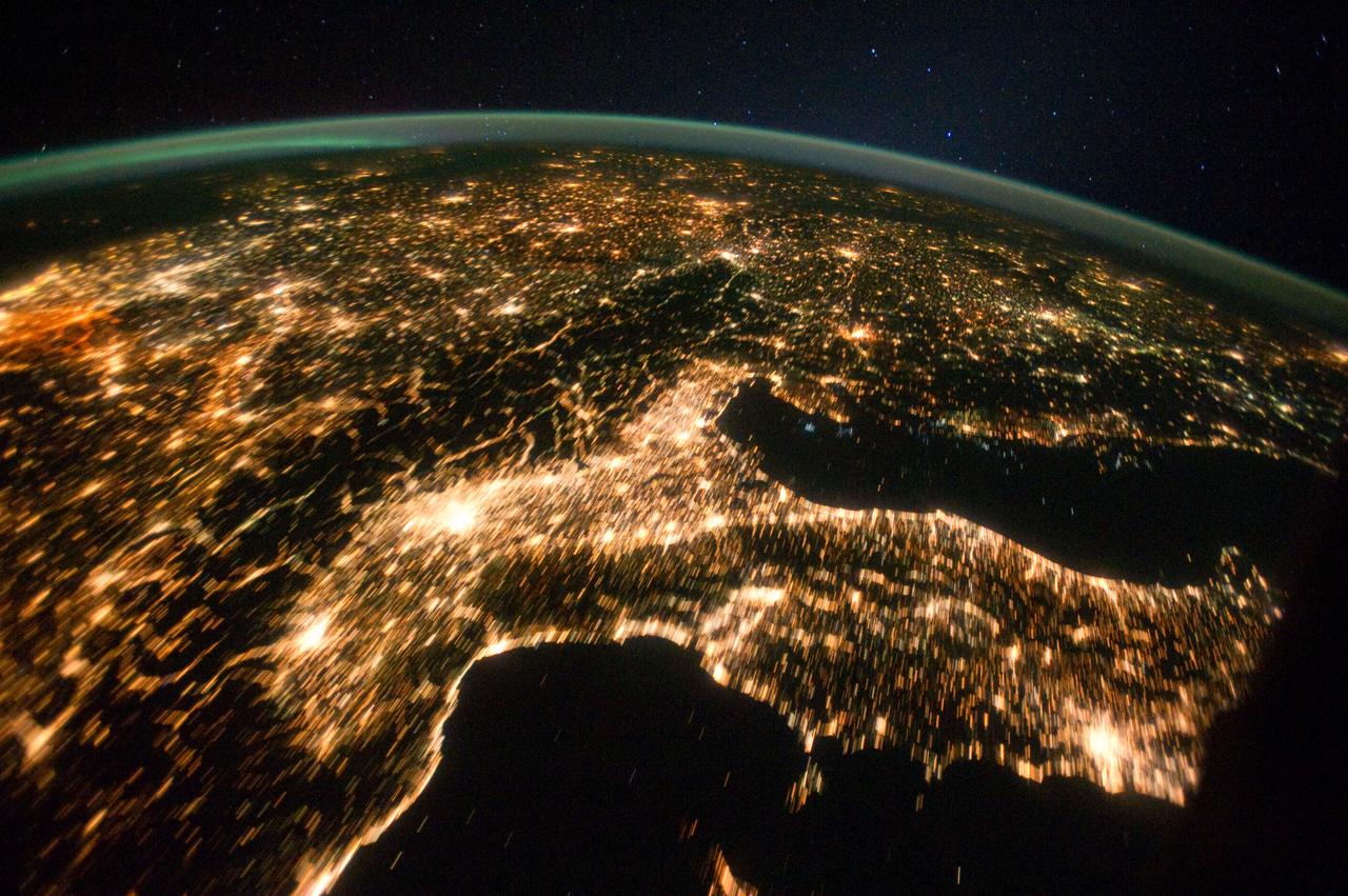 ISS029-E-021987 (2 Oct. 2011) --- This is one of a series of night time images photographed by one of the Expedition 29 crew members from the International Space Station. It features Central and Eastern Europe, extending from the Netherlands to Hungary and Italy to northern Poland. Overall, the view includes the Netherlands, Italy, Germany, Poland, and Hungary. When the photo was taken on Oct 2, 2011, the station was over Corsica at 43.18 degrees north latitude and 9.95 degrees east longitude.