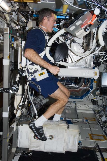 NASA image: Burbank uses the PPFS Hardware while exercising on the CEVIS