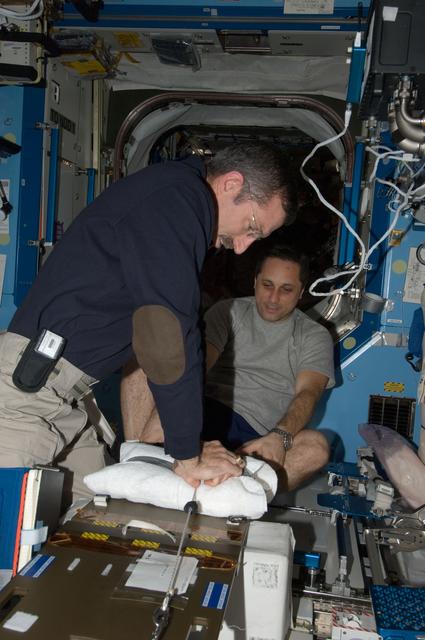 NASA image: Burbank participates in a CHeCS Medical Contingency Drill in the U.S. Laboratory