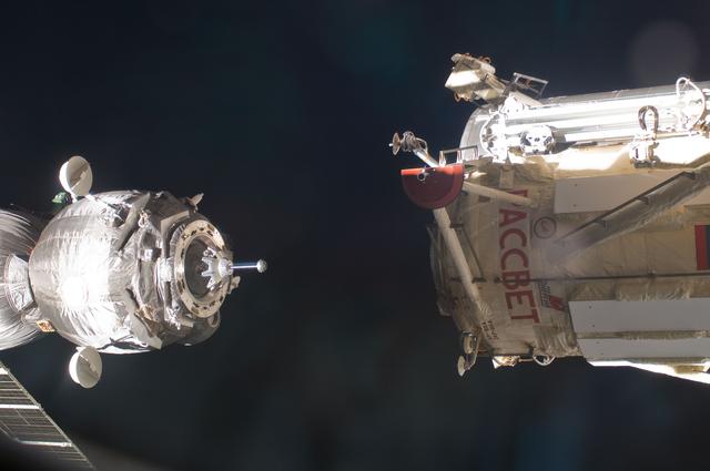 NASA image: Soyuz TMA-03M Spacecraft prepares to dock with the MRM-1