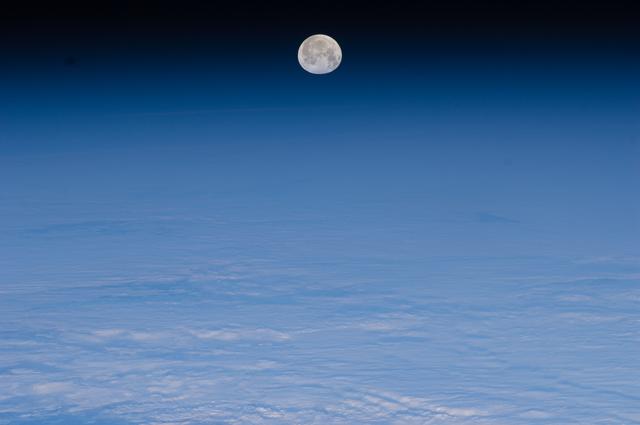 NASA image: Lunar observation taken during moonset by Expedition 30 crewmember