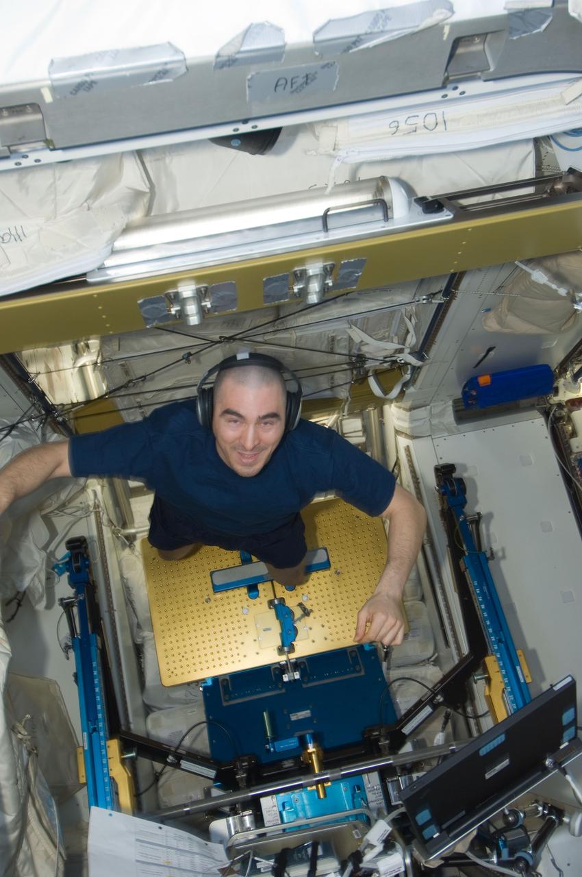 ISS030-E-032246 (2 Jan. 2012) --- Russian cosmonaut Anatoly Ivanishin, Expedition 30 flight engineer, is pictured near the advanced Resistive Exercise Device (aRED) in the Tranquility node of the International Space Station.