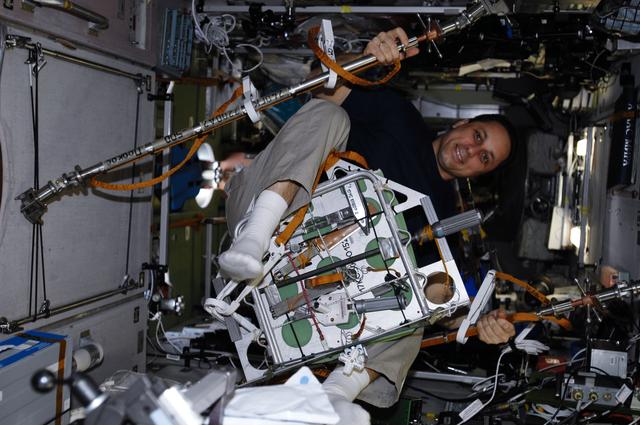 NASA image: Shkaplerov works with EVA Hardware in the SM