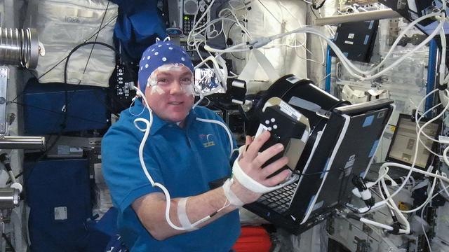 NASA image: Kuipers during second orbital NEUROSPAT Session in the Columbus Module