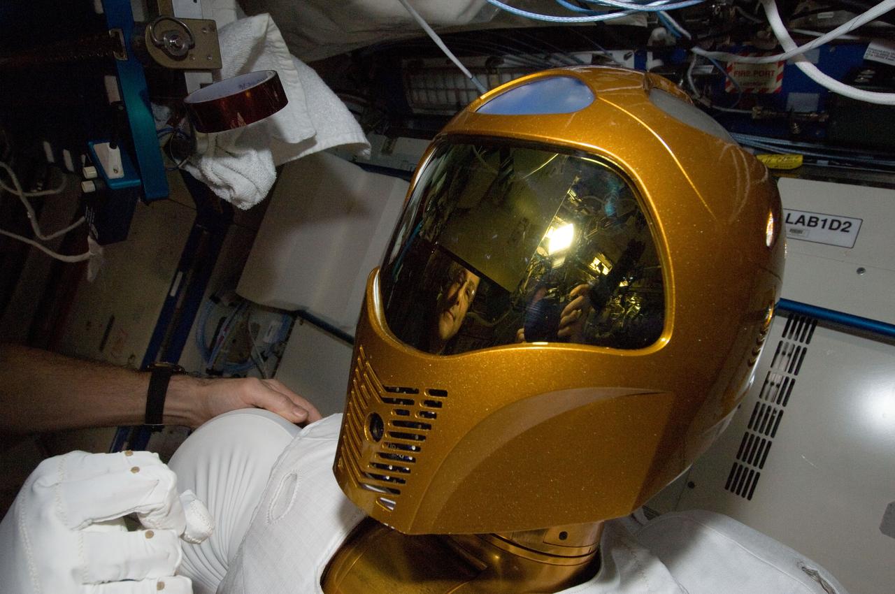 ISS030-E-148256 (13 March 2012) --- Robonaut 2 humanoid robot is featured in this image photographed by an Expedition 30 crew member during another system check out in the Destiny laboratory of the International Space Station.