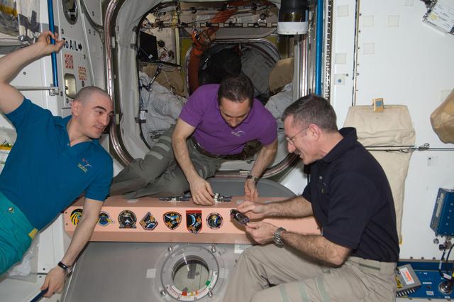 NASA image: Expedition 30 crewmembers in the Node 1