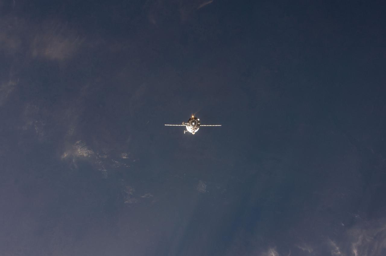 ISS030-E-241393 (22 April 2012) --- An unpiloted ISS Progress resupply vehicle approaches the International Space Station, carrying 2.8 tons of food, fuel and supplies. The cargo delivery includes 1,988 pounds of propellant, 110 pounds of oxygen and air, 926 pounds of water and 2,703 pounds of spare parts, resupply items and experiment hardware for the residents of the space station. Progress 47 docked to the station’s Pirs Docking Compartment at 10:39 a.m. (EDT) on April 22, 2012.
