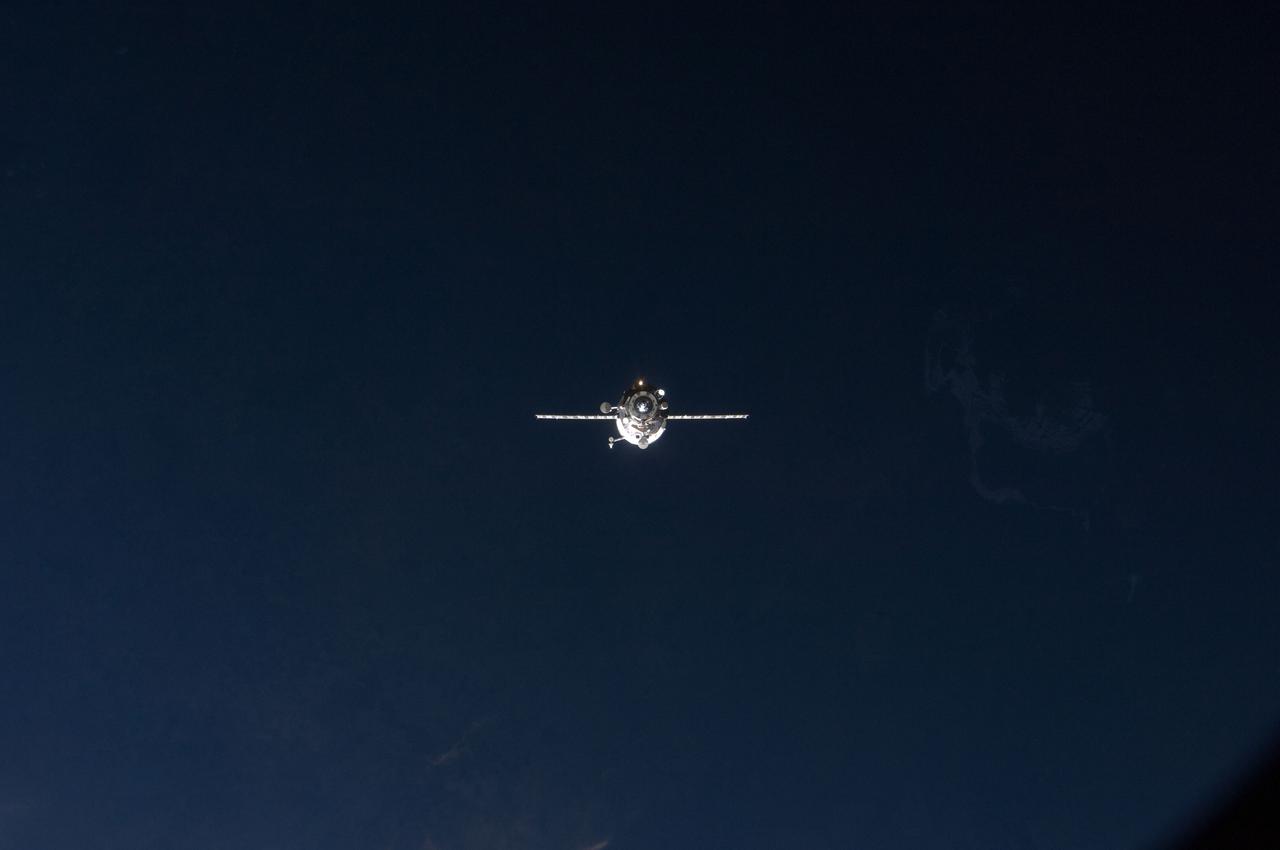 ISS030-E-241397 (22 April 2012) --- An unpiloted ISS Progress resupply vehicle approaches the International Space Station, carrying 2.8 tons of food, fuel and supplies. The cargo delivery includes 1,988 pounds of propellant, 110 pounds of oxygen and air, 926 pounds of water and 2,703 pounds of spare parts, resupply items and experiment hardware for the residents of the space station. Progress 47 docked to the station’s Pirs Docking Compartment at 10:39 a.m. (EDT) on April 22, 2012.