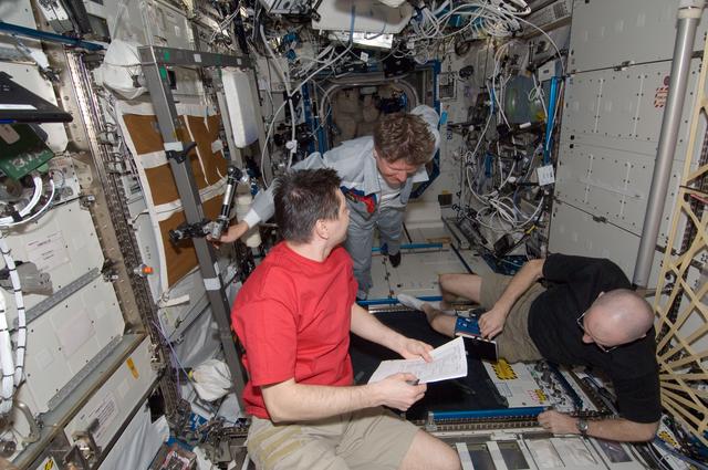 NASA image: Kononenko, Padalka and Pettit in the US Lab