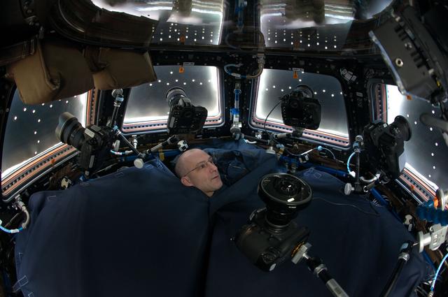 NASA image: Pettit with Cameras in the Cupola