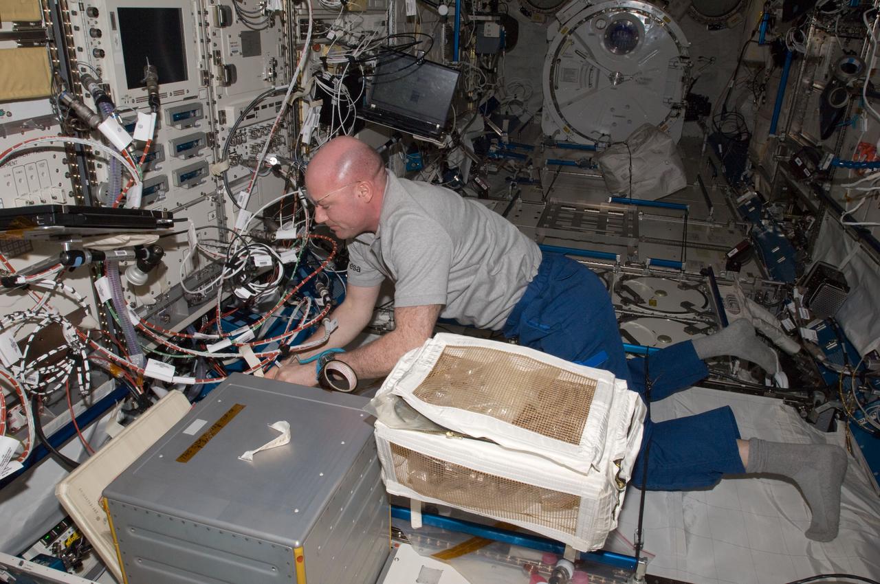 ISS031-E-140600 (1 June 2012) --- European Space Agency astronaut Andre Kuipers, Expedition 31 flight engineer, works with the Ryutai Rack in the Kibo laboratory of the International Space Station.