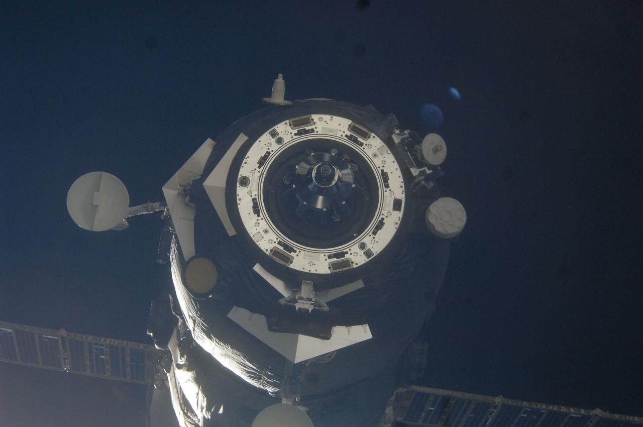 ISS032-E-008455 (22 July 2012) --- The unpiloted Russian Progress 47 resupply spacecraft temporarily undocks from the Pirs Docking Compartment of the International Space Station on July 22, 2012 in order to perform a series of engineering tests during re-docking designed to verify an upgraded automated rendezvous system that will facilitate future dockings of Russian vehicles to the space station. Progress 47 separated from the station to a distance of about 100 miles and held position for 24 hours.