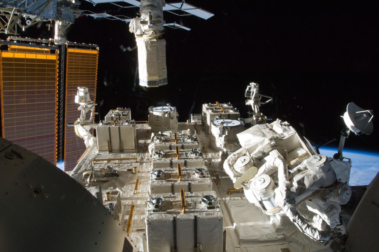 ISS032-E-008668 (19 July 2012) --- The Japanese Experiment Module - Exposed Facility (JEF) is featured in this image photographed by an Expedition 32 crew member through a window of the International Space Station?s Kibo laboratory.