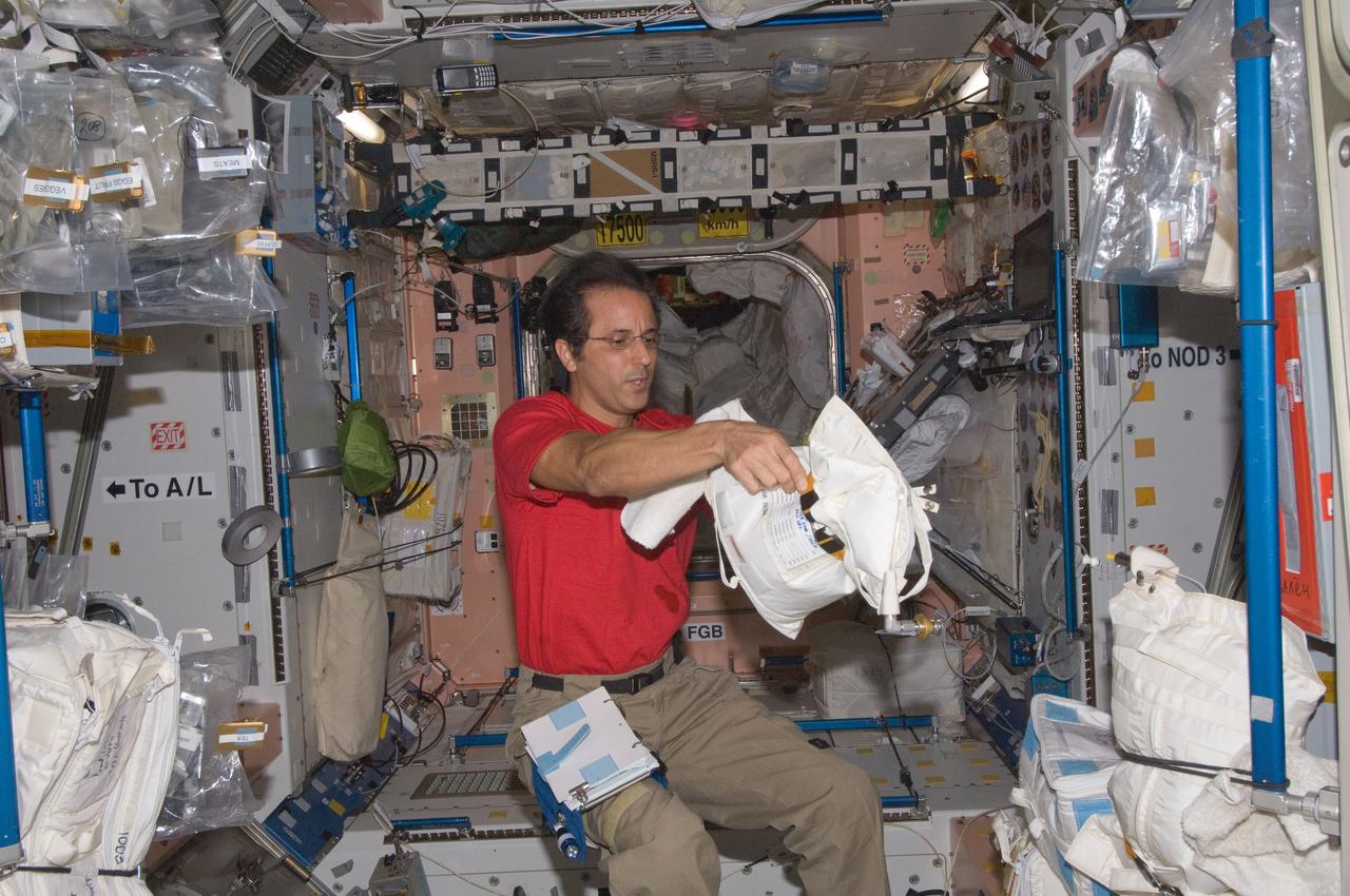 ISS032-E-011037 (31 July 2012) --- NASA astronaut Joe Acaba, Expedition 32 flight engineer, works with a stowage container in the Unity node of the International Space Station.