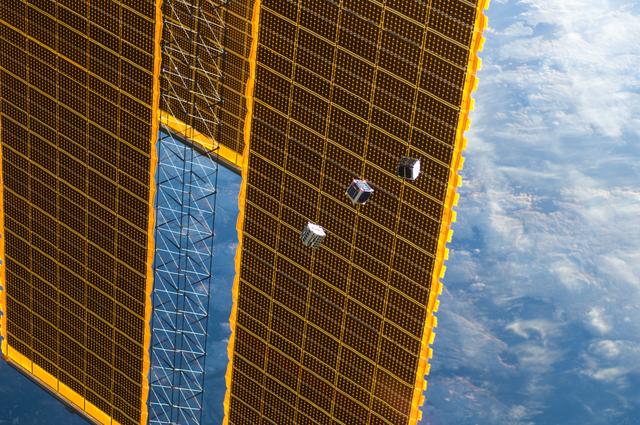 NASA image: Three small deployed satellites
