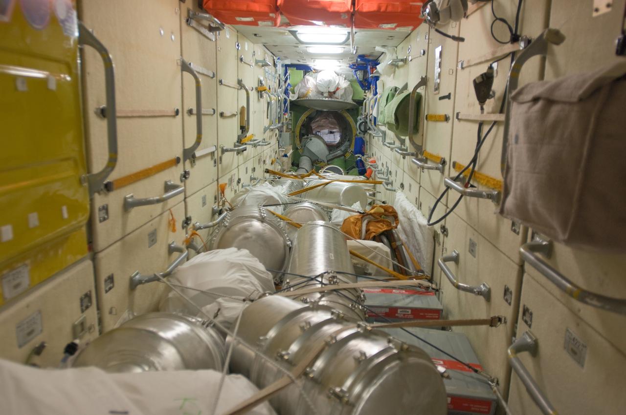 Forward (FWD) view of the Functional Cargo Block (FGB).  Photo was taken during Expedition 34.