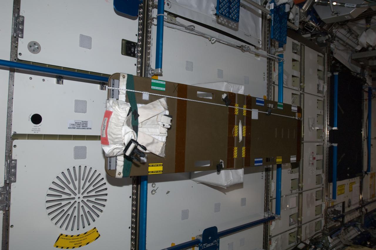 View of Crew Medical Restraint System (CMRS),in the U.S. Laboratory.  Photo was taken during Expedition 34.