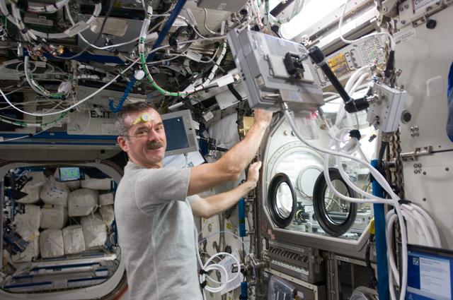 NASA image: Hadfield during InSPACE Experiment in the U.S. Laboratory