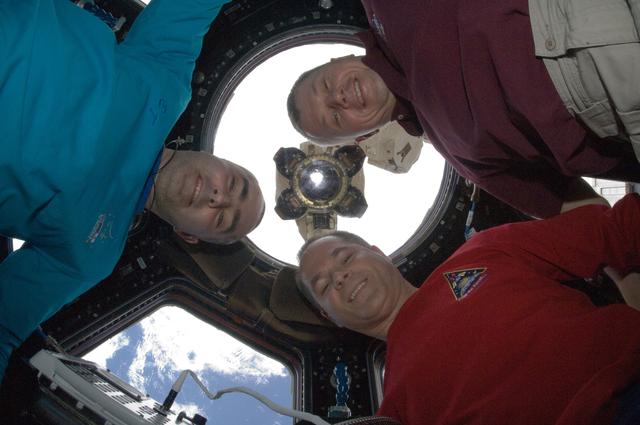 NASA image: Expedition 34 Crewmembers in the Cupola Module