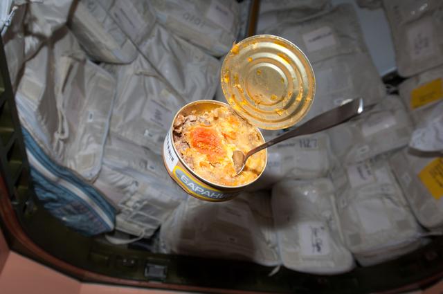 NASA image: Open Food Container in the Node 1