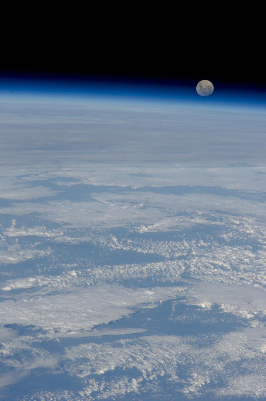 Lunar observation taken during moonrise by Expedition 34 crewmember.