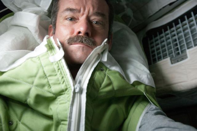 NASA image: Hadfield in sleep station in the Node 2