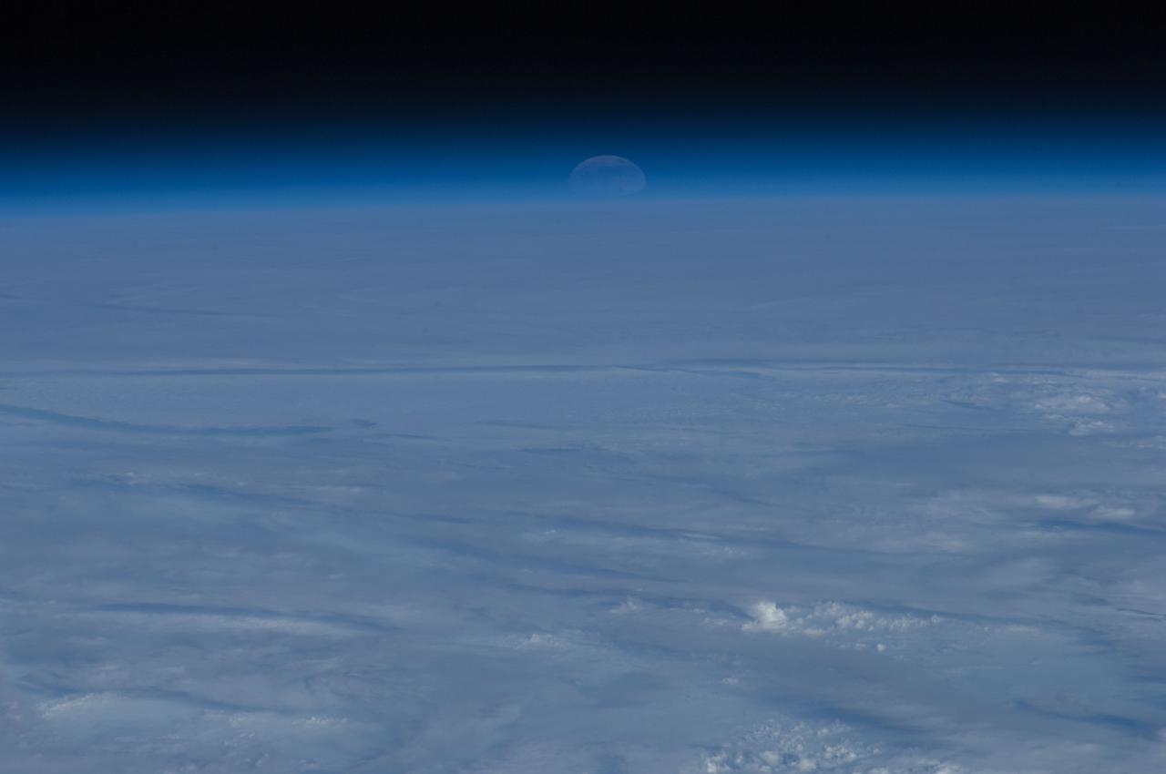 Lunar observation taken during moonrise by Expedition 34 crewmember.
