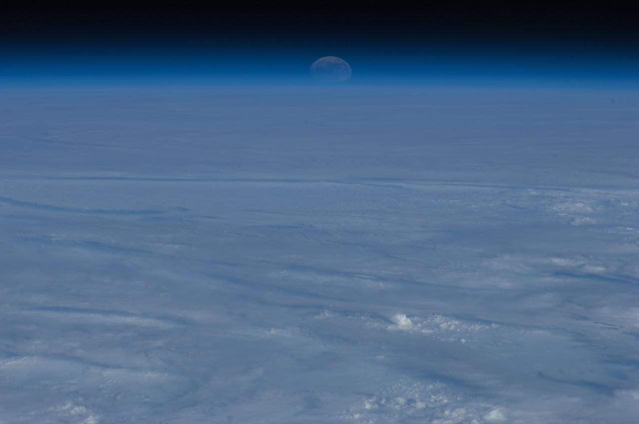 Lunar observation taken during moonrise by Expedition 34 crewmember.