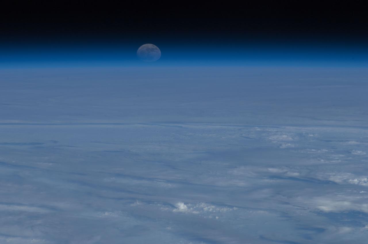 Lunar observation taken during moonrise by Expedition 34 crewmember.