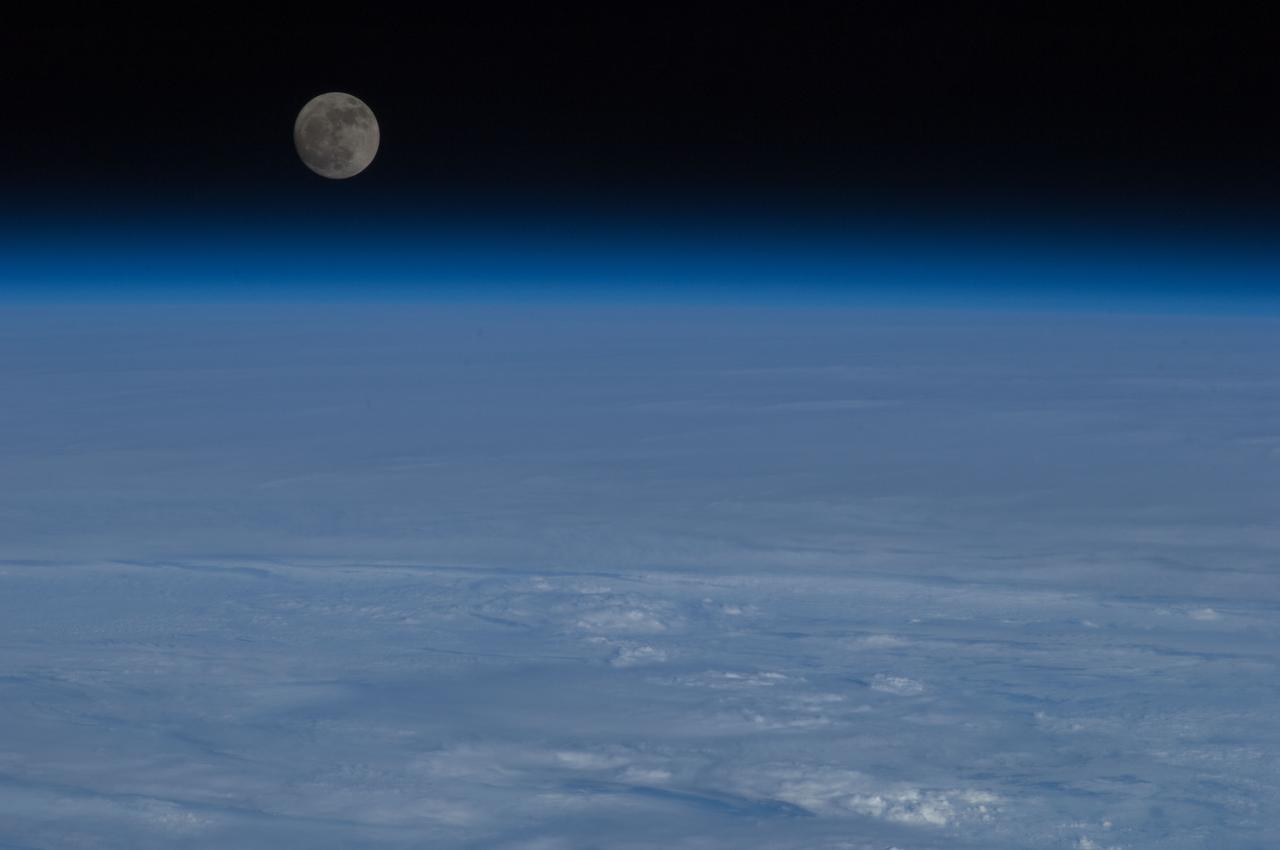 Lunar observation taken during moonrise by Expedition 34 crewmember.