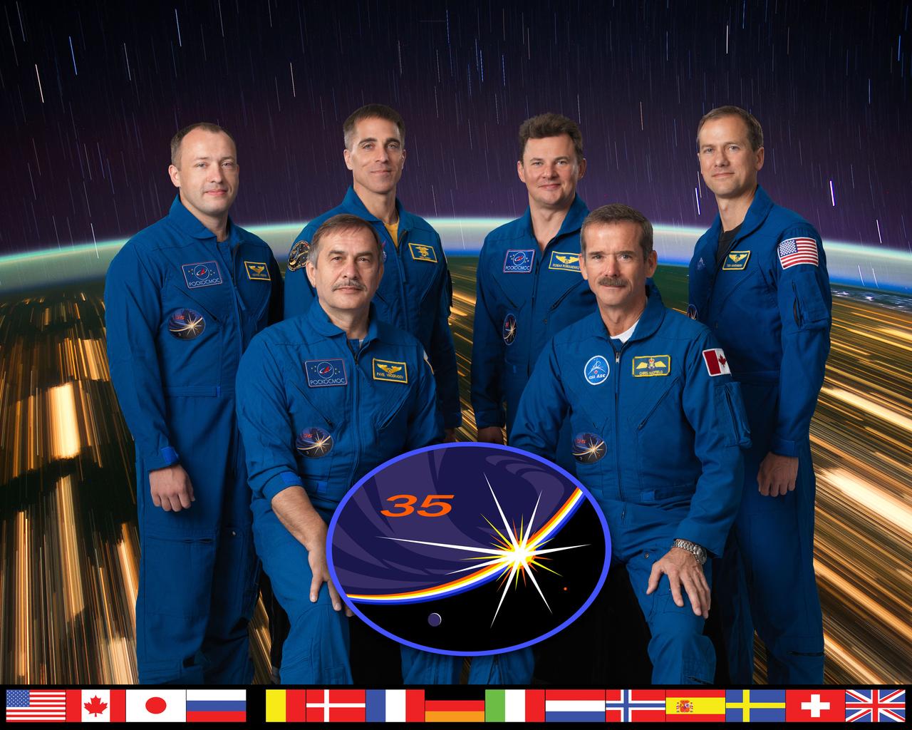 PHOTO DATE: 07-27-12 LOCATION:Bldg. 8, Room 183 - Photo Studio SUBJECT: Expedition 35/36 (Soyuz 33 & Soyuz 34) official crew portraits PHOTOGRAPHER: BILL STAFFORD