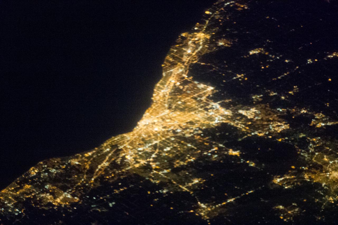Earth observation taken by the Expedition 35 crew aboard the ISS. View of city lights at night.
