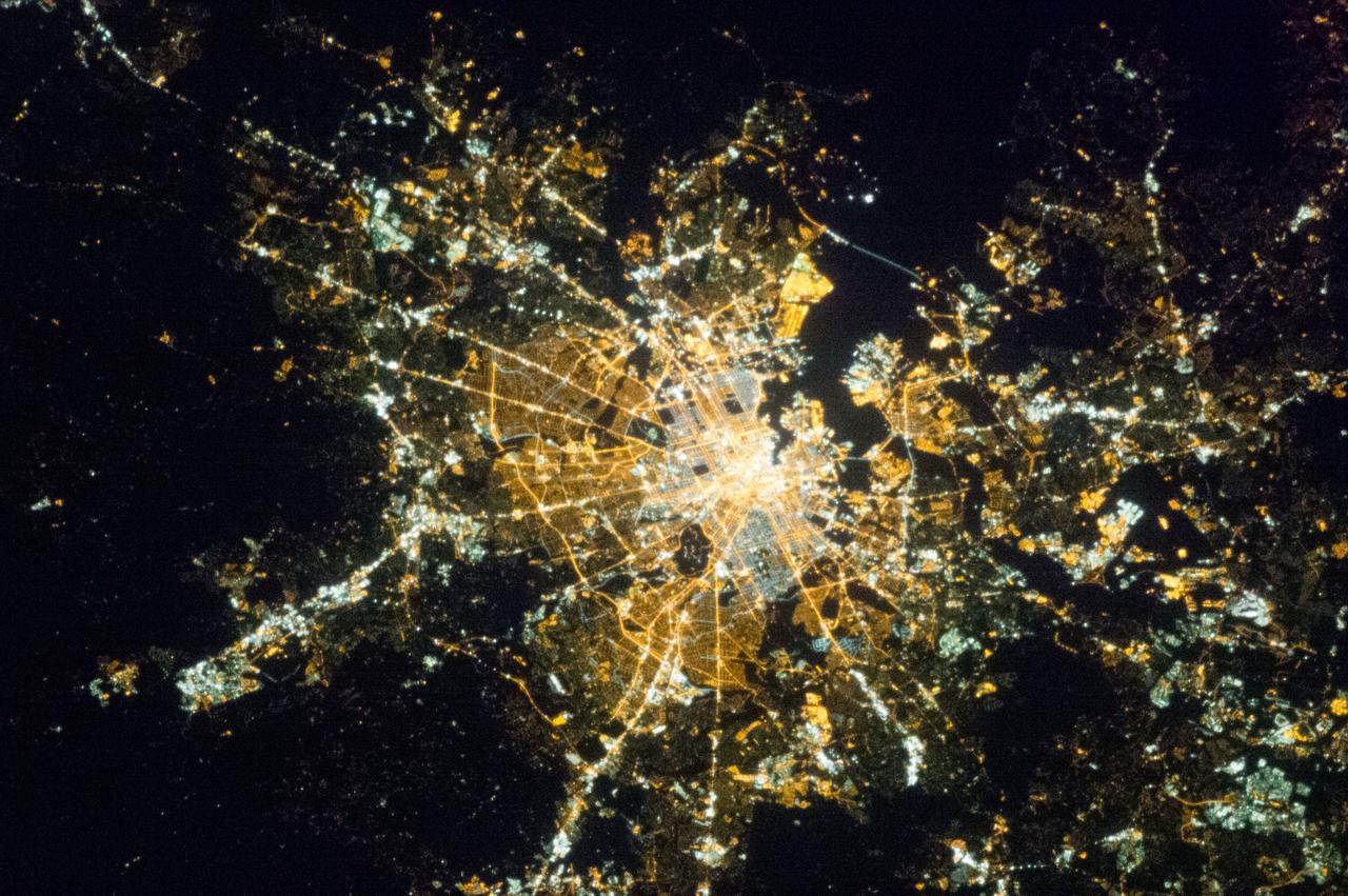Earth observation taken by the Expedition 35 crew aboard the ISS. View of city lights at night.