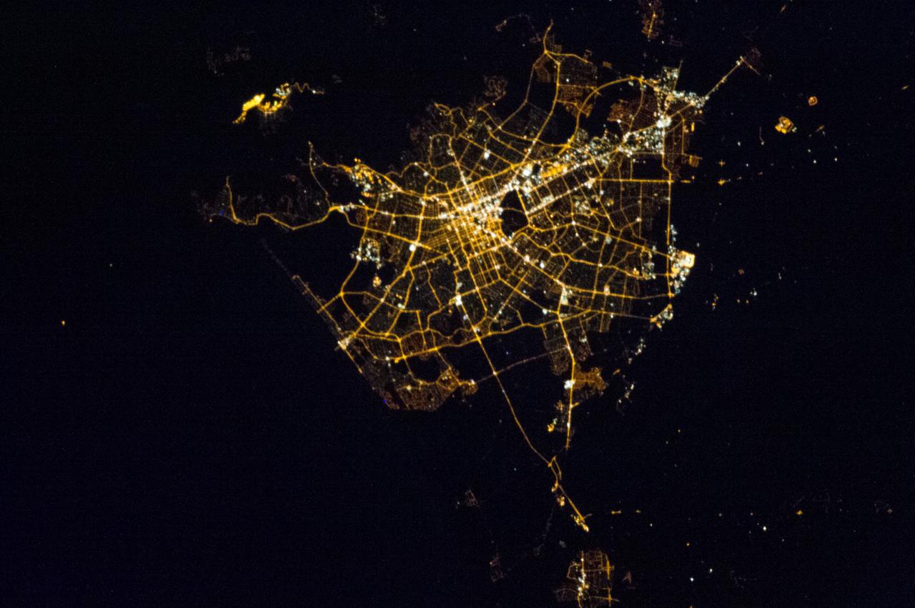 Earth observation taken by the Expedition 35 crew aboard the ISS. View of city lights at night.