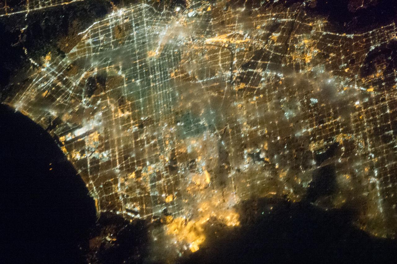 Earth observation taken by the Expedition 35 crew aboard the ISS. View of city lights at night.