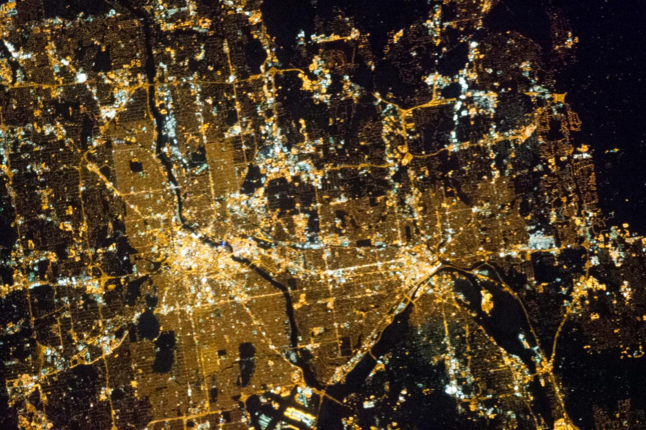 Earth observation taken by the Expedition 35 crew aboard the ISS. View of city lights at night.