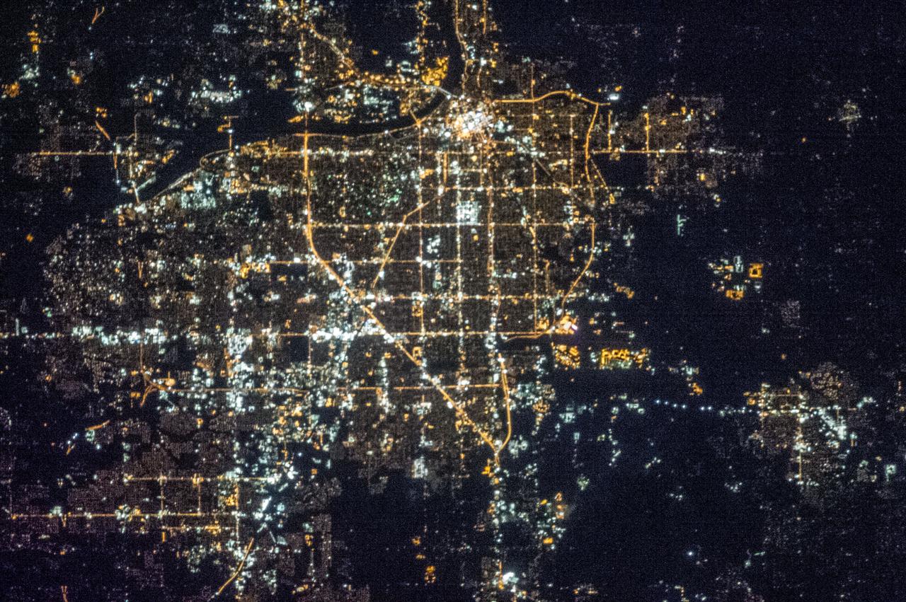 Earth observation taken by the Expedition 35 crew aboard the ISS. View of city lights at night.