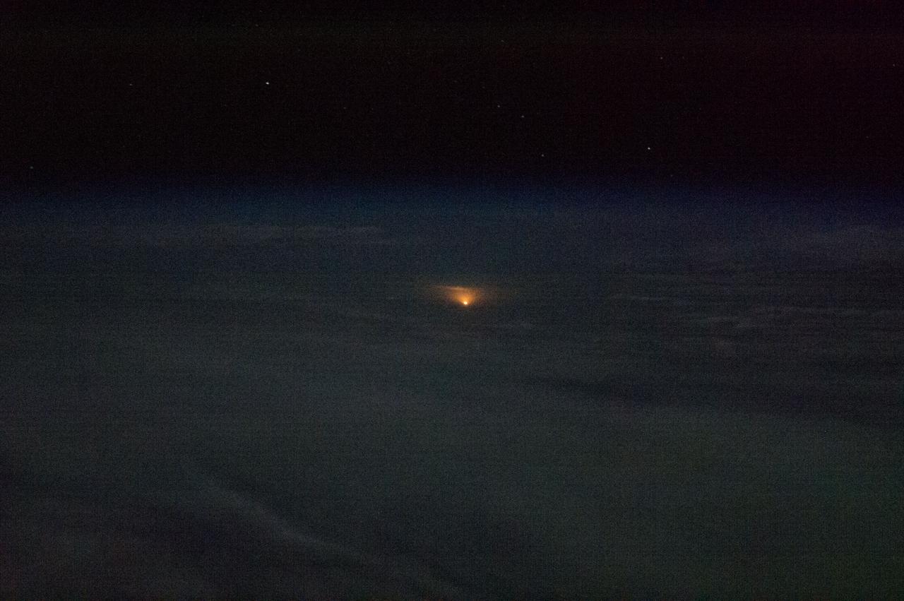 ISS035-E-010317 (28 March 2013) --- One of the Expedition 35 crew members aboard the Earth-orbiting International Space Station took this photo which was part of a series documenting the launch of the "other half" of the Expedition 35 crew.  The Soyuz TMA-08M rocket launched from the Baikonur Cosmodrome in Kazakhstan on March 29, 2013 (Kazakh time) carrying Expedition 35 Soyuz Commander Pavel Vinogradov,  NASA Flight Engineer Chris Cassidy and Russian Flight Engineer Alexander Misurkin to the International Space Station.  Their Soyuz rocket launched at 2:43 a.m., March 29, local time, while it was still March 28 in GMT and USA time zones.