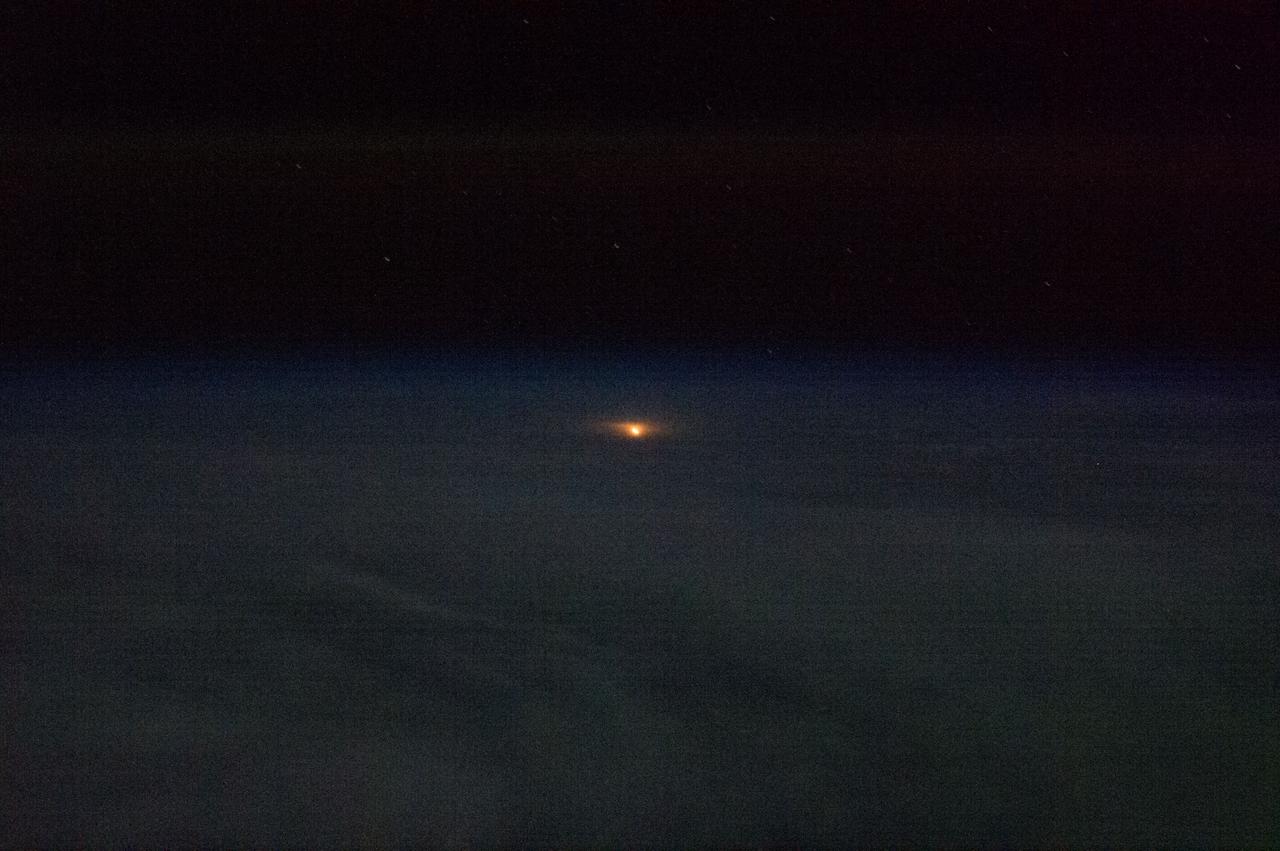 ISS035-E-010333 (28 March 2013) --- One of the Expedition 35 crew members aboard the Earth-orbiting International Space Station took this photo which was part of a series documenting the launch of the "other half" of the Expedition 35 crew.  The Soyuz TMA-08M rocket launched from the Baikonur Cosmodrome in Kazakhstan on March 29, 2013 (Kazakh time) carrying Expedition 35 Soyuz Commander Pavel Vinogradov,  NASA Flight Engineer Chris Cassidy and Russian Flight Engineer Alexander Misurkin to the International Space Station.  Their Soyuz rocket launched at 2:43 a.m., March 29, local time, while it was still March 28 in GMT and USA time zones.