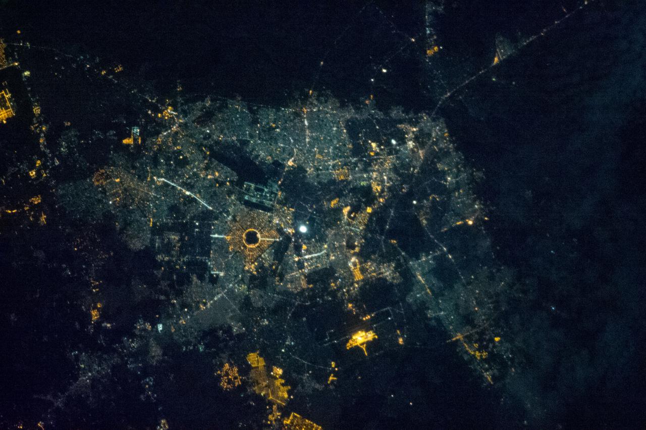 Earth observation taken by the Expedition 35 crew aboard the ISS. View of city lights at night.