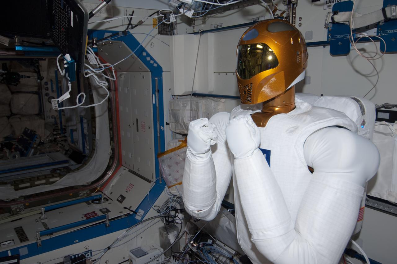 ISS035-E-016453 (9 April 2013) ---  R-2 is busy in U.S. lab Destiny aboard the Earth-orbiting International Space Station during tele-operation (by ground controllers) to mimic movement of a crew member.