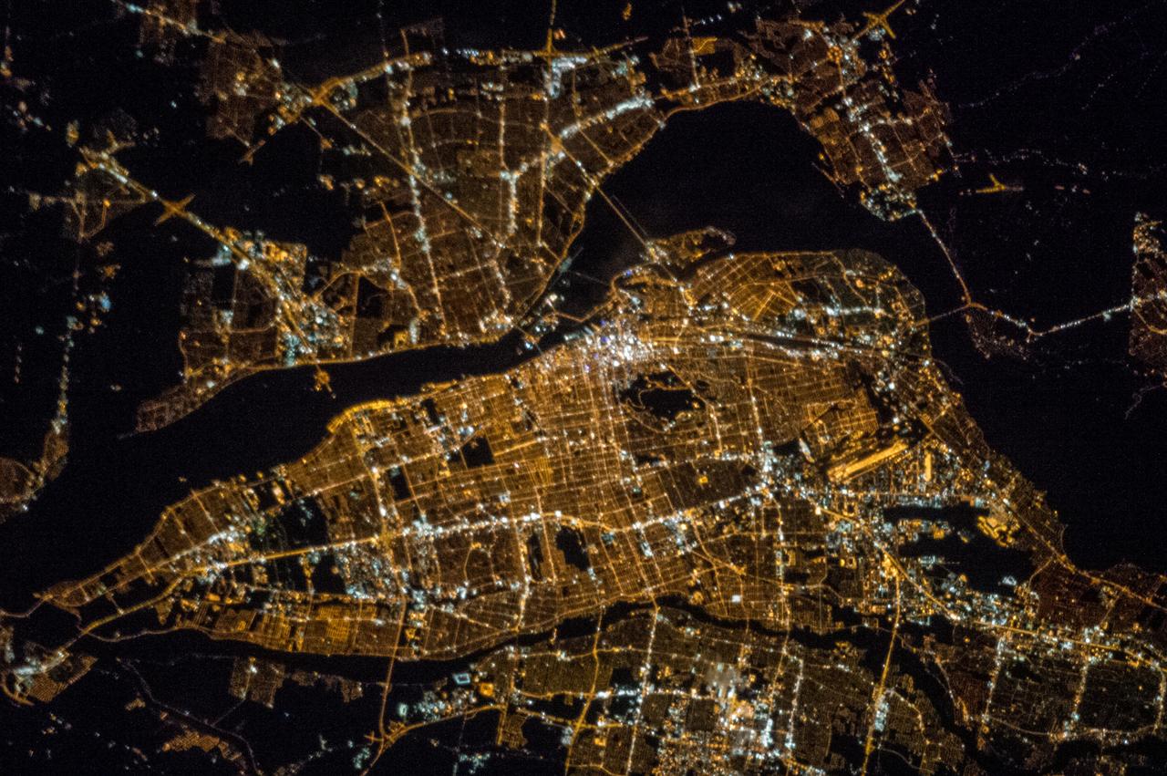 Earth observation taken by the Expedition 35 crew aboard the ISS. Night view of city lights.
