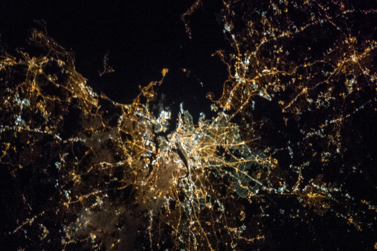 ISS035-E-017112 (6 April 2013) --- One of the crew members aboard the International Space Station recorded this almost vertical nocturnal view of the Boston metropolitan area on April 6, 2013.