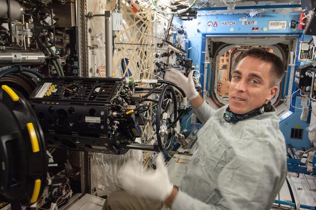 NASA image: Cassidy conducts MDCA Fuel Reservoir Remove and Replace OPS