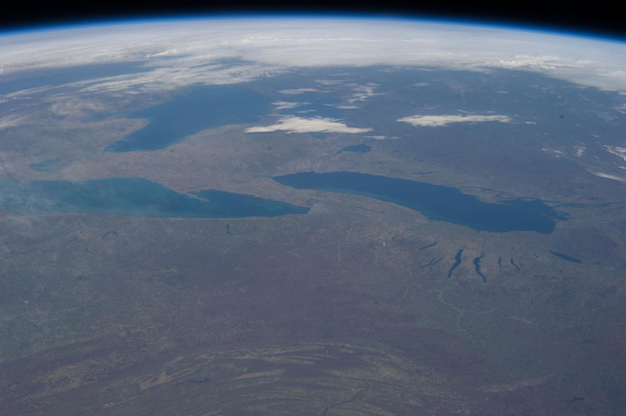 ISS035-E-034025 (2 May 2013) --- One of the Expedition 35 crew members aboard the Earth-orbiting International Space Station recorded this day time panorama, "looking" toward the west, which covers many of the Great Lakes.  New York's Finger Lakes, in the bottom portion of the frame, appear near the bottom of the frame.