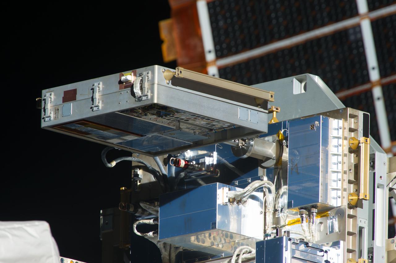 iss036e004042 (5/24/2013) --- View of Materials on International Space Station Experiment - 8 (MISSE-8) which is installed on the ExPRESS Logistics Carrier 2 (ELC-2),located on the S3 Truss Outboard Zenith site.