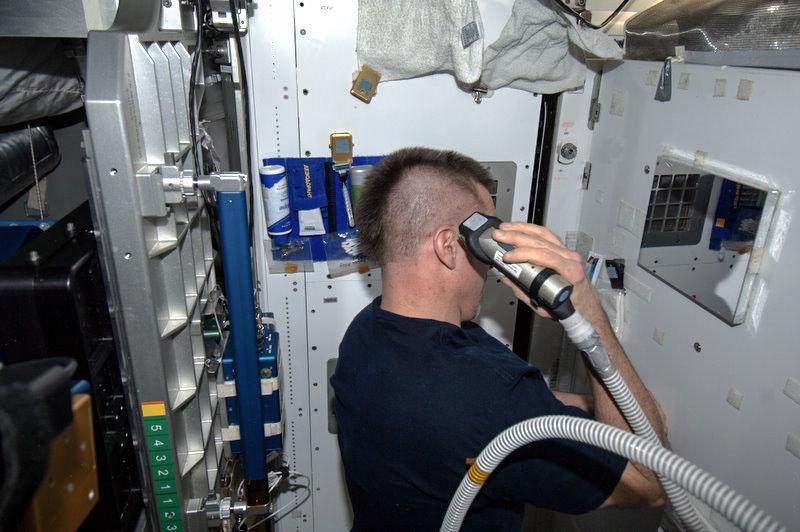 ISS036-E-004795 (29 May 2013) --- NASA astronaut Chris Cassidy, Expedition 36 flight engineer, gives himself a "serious" haircut in the Harmony node onboard the Earth-orbiting International Space Station. Cassidy, who has displayed his sense of humor more than once since coming aboard the orbital outpost in late March, ended up with a completely bald pate when this task was done. The three crew members due to come aboard the station later on this day include one -- Luca Parmitano of the European Space Agency -- who sports a similarly hairless head.