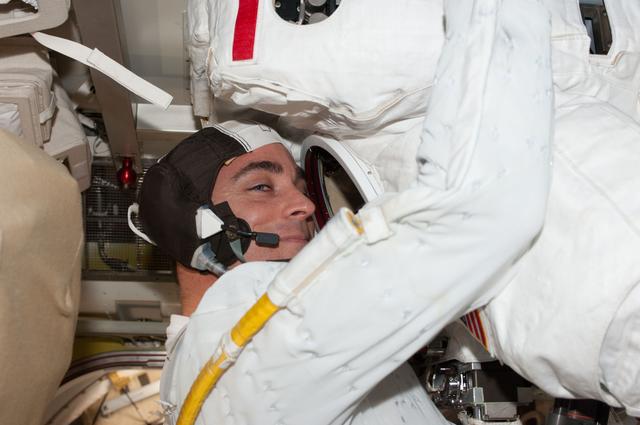NASA image: Cassidy in in Airlock preparing for EVA